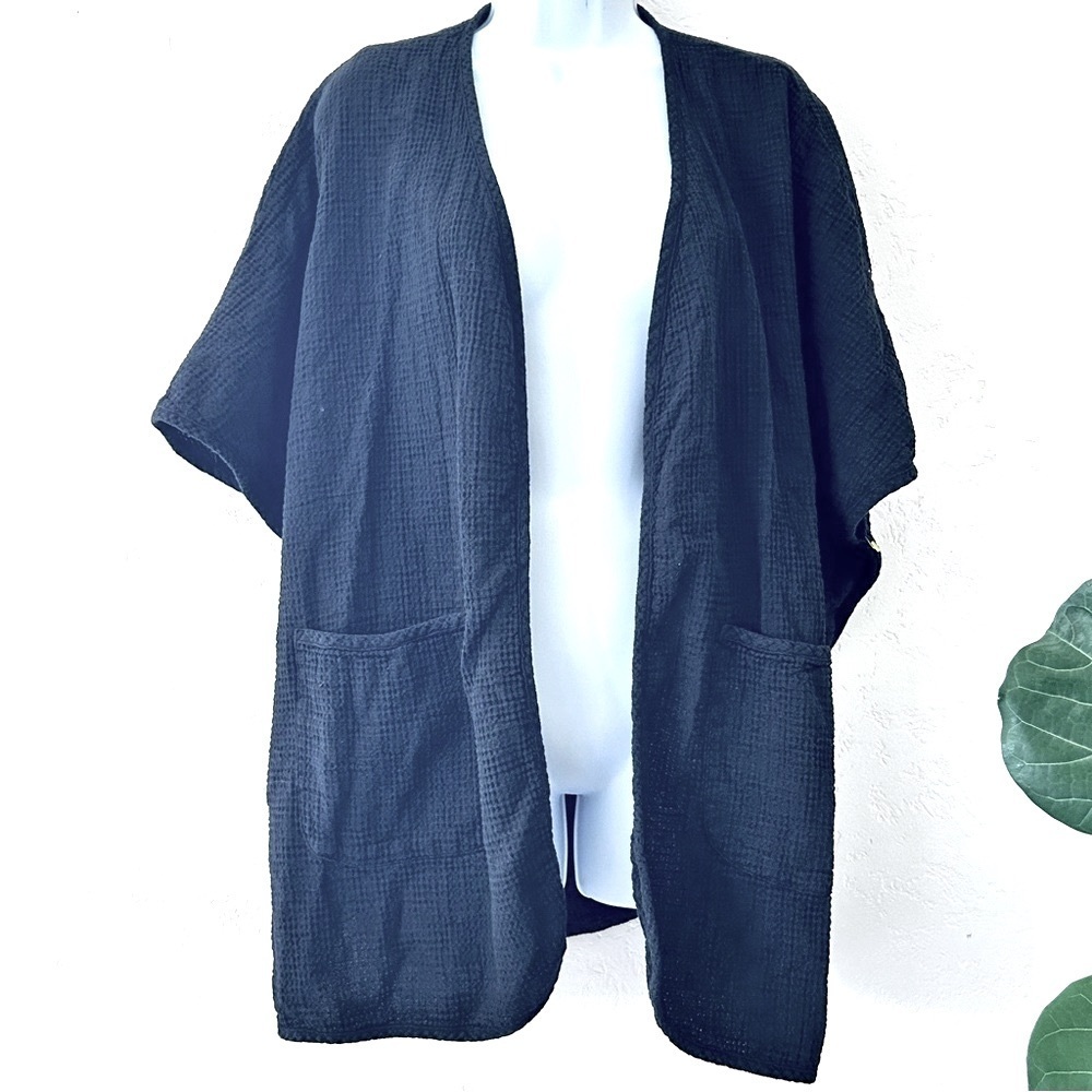 Lagenlook Waffle Knit Cotton Oversized Cardigan Jacket OS Focus Casual Life